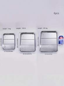 1 Piece Stainless Steel Grill Pan Square Dish Drainer Tray, Sizes 11, 10 And 8.6 Inches, Easy To Clean, Set, Grill Pan Mesh Rack Drainer Prep Tray, Stainless Steel Grill Pan With Cooling Racks - Great For Grilling Meat And Chicken - Available In 3 Sizes, Oven And Dishwasher Friendly! - Multicolor - View 12