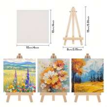 12PCS 10X10Cm Mini Canvas Art Boards & Easels & Brushes Sets Canvases Boards - White - View 8