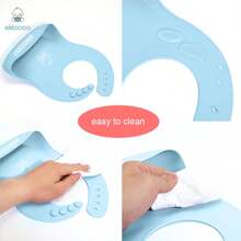 SILICOCO 1 chiếc Yếm ăn bằng silicon có thể điều chỉnh cho trẻ em/trẻ sơ sinh, Yếm ăn mềm thấm nước bọt cho bé tập ăn dặm - Nhiều màu - Xem 4