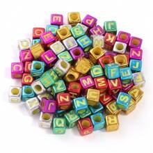 100pcs/Pack Acrylic Square & Flatround Letter Loose Beads, Fashion Cute Colorful Plated, Neon Colors, Multi-Choice For DIY Bracelets, Necklaces, Jewelry, Phone Charms, Keychains Making, Wholesale Beads