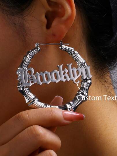 Orecchini a cerchio in bambù stile boemo personalizzati da 70mm, orecchini a cerchio in bambù personalizzati con nome inciso lucido o opaco in acciaio inossidabile color oro, gioielli da sposa e damigella, regalo di San Valentino/Natale per fidanzata, moglie, argento, di stile, colorato, vintage, hipster, semplice, moda Y2k anni 2000, personalizzato, unico, regali ideali per lui, regali ideali per lei, lei, ragazzo, ragazza, papà, mamma, famiglia, amici, per anniversari, per compleanni, per laurea, per ballo di fine anno, per feste