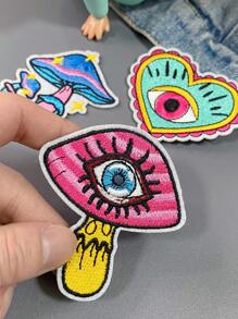 1 Set Of 3pcs Funny One Eyed Mushroom Embroidery Patches Cute Cartoon Clothing Cloth Stickers DIY Iron On Patches Sew Badge Applique Suitable For Backpacks, Jeans, Jackets, T-Shirts, Hats, Dresses, Etc