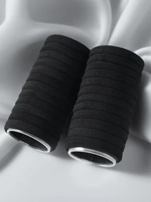 Large Size Black Hair Scrunchies For Women, High Ponytail, High Elasticity, Minimalist Seamless Hair Ties, Fashion Versatile, Minimalist Style Hair Accessories, Suitable For Daily Outings, Matching Outfits, Use Rubber Bands, Hair Ties, Hair Scrunchies. Head Accessories Elastic Band - Black - View 3