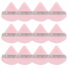 12/6/3 Pcs Luxurious Diamond Powder Puffs - Soft, Dual-Sided Velvet & Suede Texture,Triangle Makeup Puffs, Soft Air Cushion Sponge With Rhinestone Accents, Wet Dry Cosmetic Foundation Blender Makeup Sponge For Under Eye,Foundation Application, Gentle On All Skin Types, Shiny Rhinestone Gift