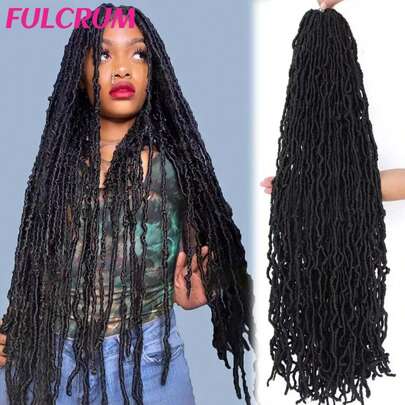 FULCRUM 8 12 18 24 30 36 Inch Faux Locs Crochet Hair New Soft Locs Crochet Braids Curly Hair Goddess Braids Synthetic Hair Extensions For Women & Girls