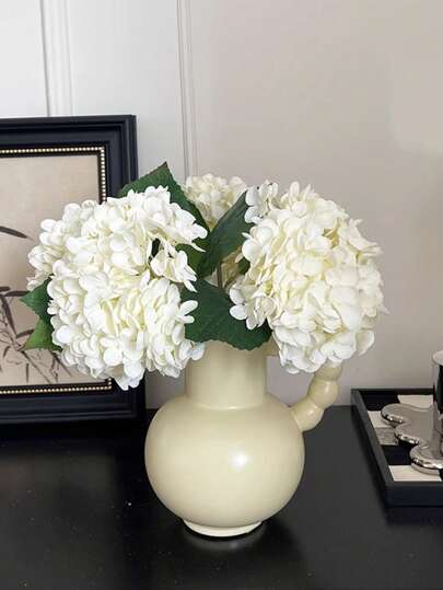 Buquê de flores de seda de hortênsia artificial de 20/10/5/3/2/1 peça, hastes de hortênsia artificiais de 9,06 polegadas para centro de mesa de casamento, decoração de casa (branco)