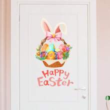 1PC Easter Bunny Window Stickers Cartoon Cute Animals Rabbit Wall Stickers For Bathroom Door Decoration Wallpaper Living Room Wall Decals DIY Bathroom Decor Summer
