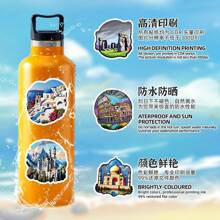 50PCS World Landmark Attractions Stickers Vinyl Aesthetics Stickers Scrapbooking, Diary, Bumper, Skateboard, Water Bottle, Cartoon, Hard Hat, Car Stickers And Decals