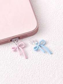 Bow Hanging Decoration Dust Plug Charging Port Rubber Plug Data Port Blockage Compatible With Apple Port Type-C Port Mobile Phone