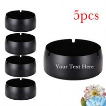 5 piezas Set de ceniceros de acero inoxidable a prueba de viento, personalizado con grabado láser, adecuado para promociones de eventos, regalos corporativos, fiestas de boda y cumpleaños, picnic y camping, decoración para jardín, bar, restaurante, cafetería, regalo ideal para familia, pareja, compañero de trabajo