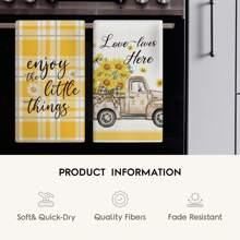 4 Pcs Sunflower Kitchen Towels, 16x24 Inch Watercolor Floral Decorative Tea Towels, Sunshine Farmhouse Home Absorbent Kitchen Dishcloth Fast Drying For Cooking - Multicolor - View 5