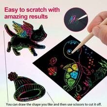 10pcs 20pcs 50pcs 100pcs DIY Scratch Paper Art Set Square Rainbow Magic Scratch Paper Drawing Card Notes For Children Party Supplies Home Decoration Black Scratch It Off Art Crafts Kits With Wooden Stylus For Teenager Halloween Christmas Birthday Gift Decorate Party Favor Game Project Kit Thank-You Card Handmade Relieve Stress