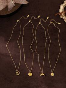 1Pc Casual And Fashionable Imitation Food Shaped Golden Bread Pendant Necklace, Electroplated 18K Gold, Suitable For Daily And Party Wear, Women's Jewelry Gift - Gold - View 4