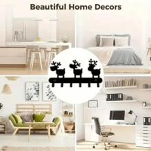 1pc Deer Key Hook, Wall Mounted Storage Rack, Metal Art Decorative Hook For Hanging Hats, Small Items, Entryway, Hallway, Best Gift - Black - View 3