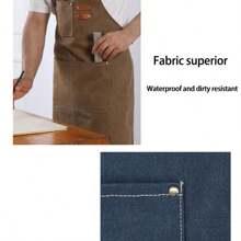 1 pezzo Grembiule in tela impermeabile all'ingrosso, adatto per caffetterie, cucine, uso domestico, vestiti da lavoro altamente attraenti, grembiule in denim per casa, ristoranti, falegnami