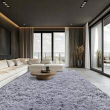 1pc 9x12Ft Luxury Large Rug For Living Room, Fuzzy Plush Large Area Rug, Fluffy Modern Shag Non Slip Soft Furry Carpet For Bedroom, Study Room, Teens Dorm, Home Decor, Housewarming Gift - 灰色 - 查看 4
