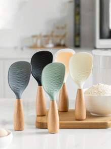 1pc Silicone Rice And Potato Spoon With Wooden Handle - Durable, Heat Resistant Kitchen Spoon Suitable For Non-Stick Cookware, Practical Kitchen Tool For Home, School And Dorm, Kitchen Accessory - Multicolor - View 11