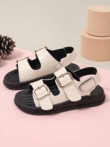 1 Pair Summer New Baby Sandals, Fashion Hook And Loop Sports Flat Beach Shoes