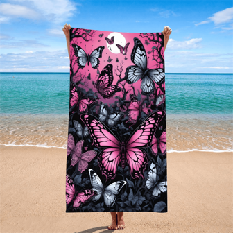 1pc Extra Large Microfiber Beach Towel, Highly Absorbent Gym Towel With Digital Printing, Won't Fade, Suitable For Swimming, Beach, All Season