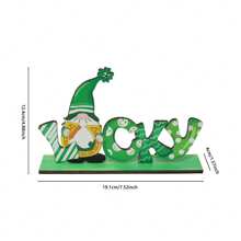 1 pieza Letrero de madera para decorar el Día de San Patricio, decoración de sombrero verde de festival irlandés, figura de hombre viejo sin cara con hoja verde y letra con suerte "LUCKY", adecuado para interior/exterior, fiesta y hogar