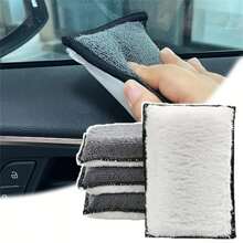 1/2pcs Super Soft Microfiber Car Cleaning Sponge, Double-Sided For Synthetic Leather & Interior Details, Perfect For Kitchen & Household Use