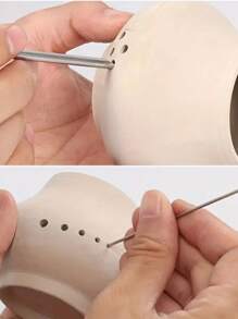 6pcs/Set Of Stainless Steel Hole Puncher Carving Sculpture Modeling Pottery Cutting And Punching Ceramic Polymer Clay Tools,Stainless Steel Pottery And Polymer Clay Carving Tool Set - Precision Carving, Punching And Molding Tools For Ceramics And Handicrafts