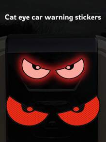 1 Pair High Reflective Cat Eye Car Warning Stickers, Applicable For Motorcycles And Car Rear