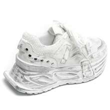 Fashionable Distressed Thick Sole Casual Sneakers - White - View 4