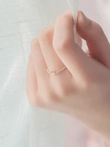 1 pieza de anillo sencillo y de moda con corona de color amarillo dorado de cobre con zirconia, personalizado y versátil para uso diario, delicado y elegante, joyería para mujer