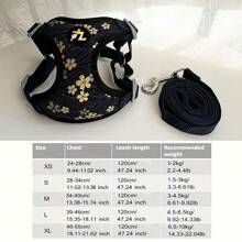 Chinese Style Tang Pattern Adjustable Chest & Back Dog Harness Leash For Medium/Small Dogs, Suitable For Teddy, Poodle, Chihuahua
