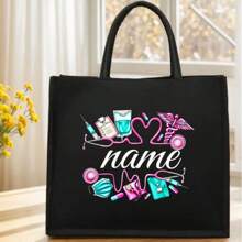 2025 New Customizable Alphabet Medical Worker Tote Bag | Linen Lining | Nurse First Aid Kit Doctor Commuting Equipment | Machineable Multi-Functional Mommy Bag, Linen Bag For Wallet