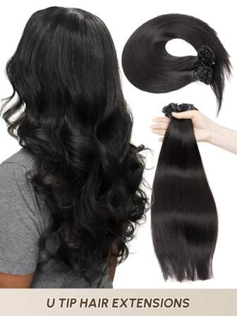 U Tip Hair Extensions Nail Tip Human Hair Extensions Straight Human Hair Utip Keratin Hot Fusion Extensions Invisible Nail U Tip Human Hair Extensions