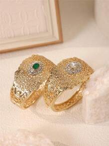 1pc Hollow Flower Shape Alloy Bracelet, French Vintage Court Style, Moroccan Luxurious Open Design Bangle, Retro Bridal Wedding Party Holiday Arm Jewelry Valentine's Day Accessories