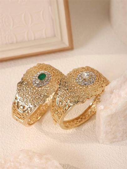 1 st ihåligt blomformat armband i legering, fransk vintage hovstil, marockansk lyxig öppen design armring, retro brud bröllopsfest högtidsarmband smycken alla hjärtans dag accessoarer