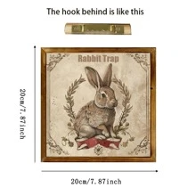 1 Piece Farmhouse Wooden Rabbit Mural, 8x 8 Inch Farmhouse Decoration, Bedroom, Kitchen, Bathroom, Comfortable Home Decoration, Easter Mural Decoration Gifts Birthday Graduation - Multicolor - View 12