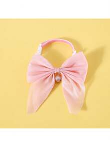 Valentine's Day Pet Cat Teddy Bear Dog Bow Tie Bell Velvet Adjustable Simulated Choker Collar, Pet Cat Dog Birthday New Year Velvet Big Bow Bell Adjustable Necklace Pink Bow Tie Collar Gift, For Cat/Dog