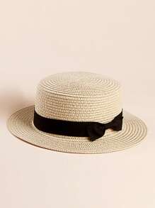 1/2pcs Kids & Parent Matching Bow Decor Summer Sun Straw Hat Set - Bow Straw Hat - View 10