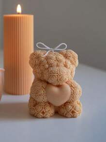 1支玫瑰心形小熊香氛蜡烛，手工创意卧室装饰，送给女孩的理想礼物，浪漫婚礼派对香氛蜡烛 - 彩色 - 查看 6