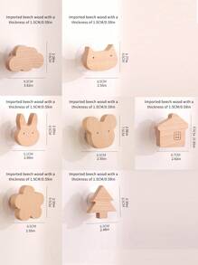 1 件北欧风格创意木质衣架挂钩，卡通星月动物形状木质墙钩，浴室家居装饰挂钩，抽屉旋钮家居浴室装饰浴室收纳秋季装饰返校 - 彩色 - 查看 8