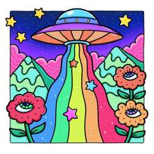 Libro para colorear de 44 páginas con temática psicodélica para adultos, con motivos de setas, extraterrestres, mundos mágicos e ilusiones para relajación - Ver 2