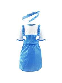 Henbrandt Dorothy Costume – Girls Gingham Dress & Hair Bows – Wizard Of Oz Fancy Dress Outfit - Blue/White - View 1