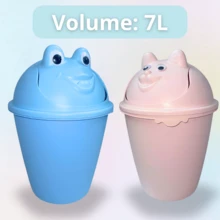 Plastic Waste Bin With Tilting Lid 7L Capacity Office Kitchen - Baby Pink - View 4