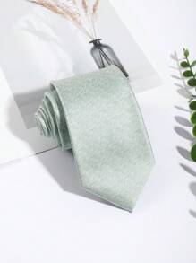 1 pièce Cravate décontractée de mode pour homme, motif vert menthe unicolore, haute densité de 1200 aiguilles, faite main. Convient pour les fêtes, sorties, école, mariage, correspondance de scène