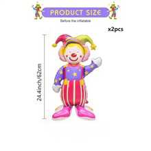 2 个 24 英寸 3D 站立小丑铝箔气球适用于生日派对马戏团装饰、嘉年华摄影道具 - 彩色 - 查看 6