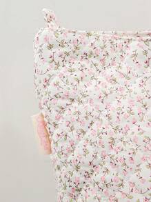 超大碎花学院风休闲手提包可爱清新绗缝碎花购物袋短途旅行包夏季新款包包妈咪旅行包百搭单肩包升级款手提包大号单肩托特包 - 粉色 - 查看 7