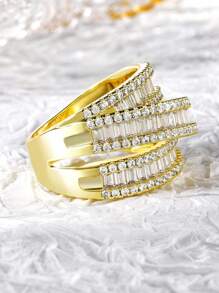 1pc Fashionable Minimalist Versatile Cubic Zirconia Ring - Gold - View 6