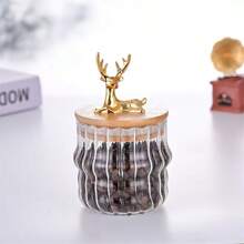 1 件/3 件套装玻璃咖啡坚果罐密封储存容器带竹盖，金色玻璃罐适用于在家庭厨房储存糖果、饼干、意大利面、燕麦片、香料，珍珠泡沫和礼品盒包装，适合节日、新年、送给女朋友、母亲的礼物 - 彩色 - 查看 14