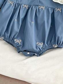 女婴长袖刺绣蝴蝶领连体衣，春秋季