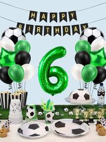 18 件足球主题生日气球套装、绿色数字气球套装、生日派对装饰品