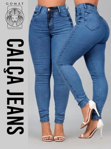 Women's Skinny Jeans, High Waist, Shapes Butt, Premium Line - Cadet Blue - View 2